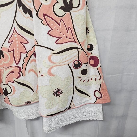 Apostrophe Pink Green Floral Skirt Retro Y2K Boho Eyelet Fairy Festival 10 - Picture 5 of 14